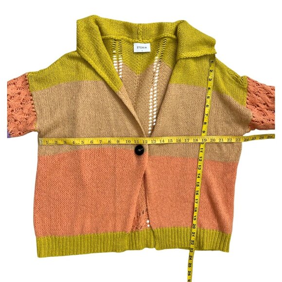 Storia Pastel Colorblock Single Button Knit Cardigan Sweater NWOT Size Small - Picture 8 of 9